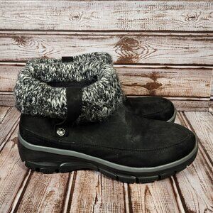 SKECHERS Women’s 9 Black Easy Going Heighten Suede Leather Ankle Boots 49539